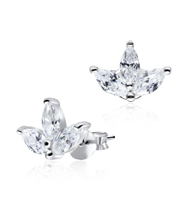 Leaf Shaped CZ Stones Stud Earring STS-2964